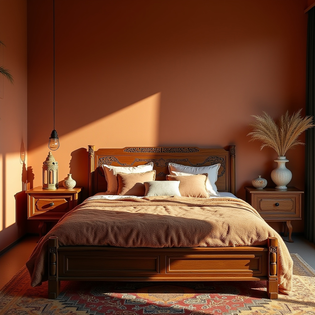 mid century modern boho bedroom 27