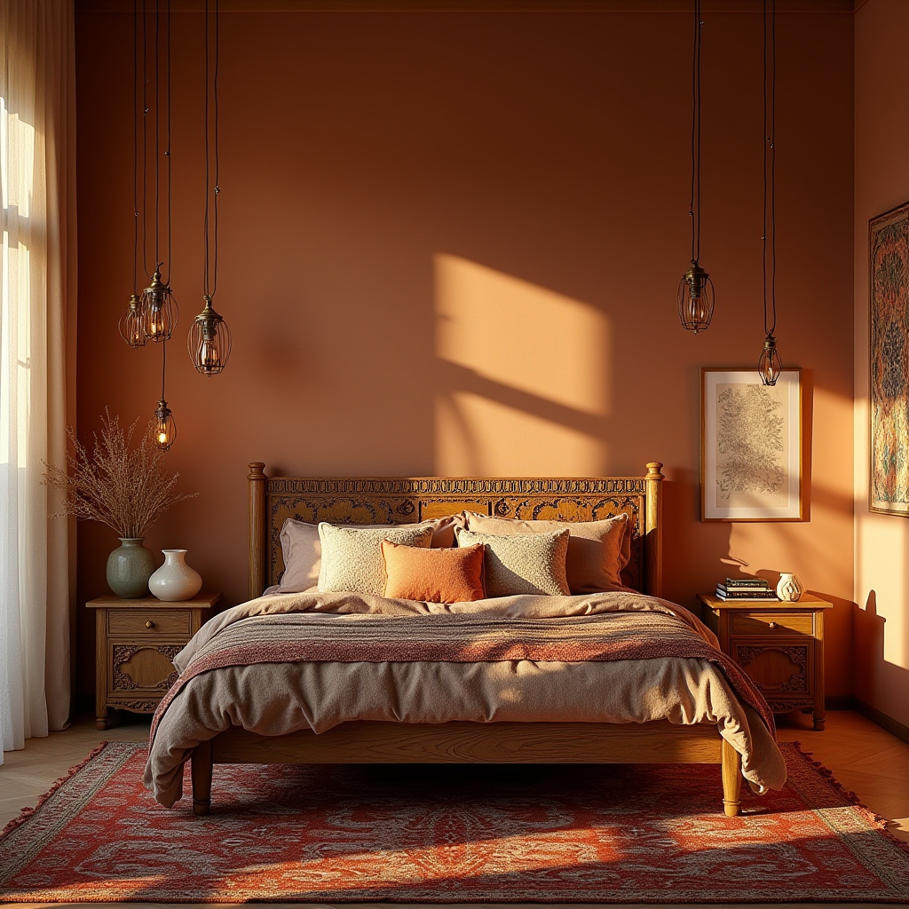 mid century modern boho bedroom 28