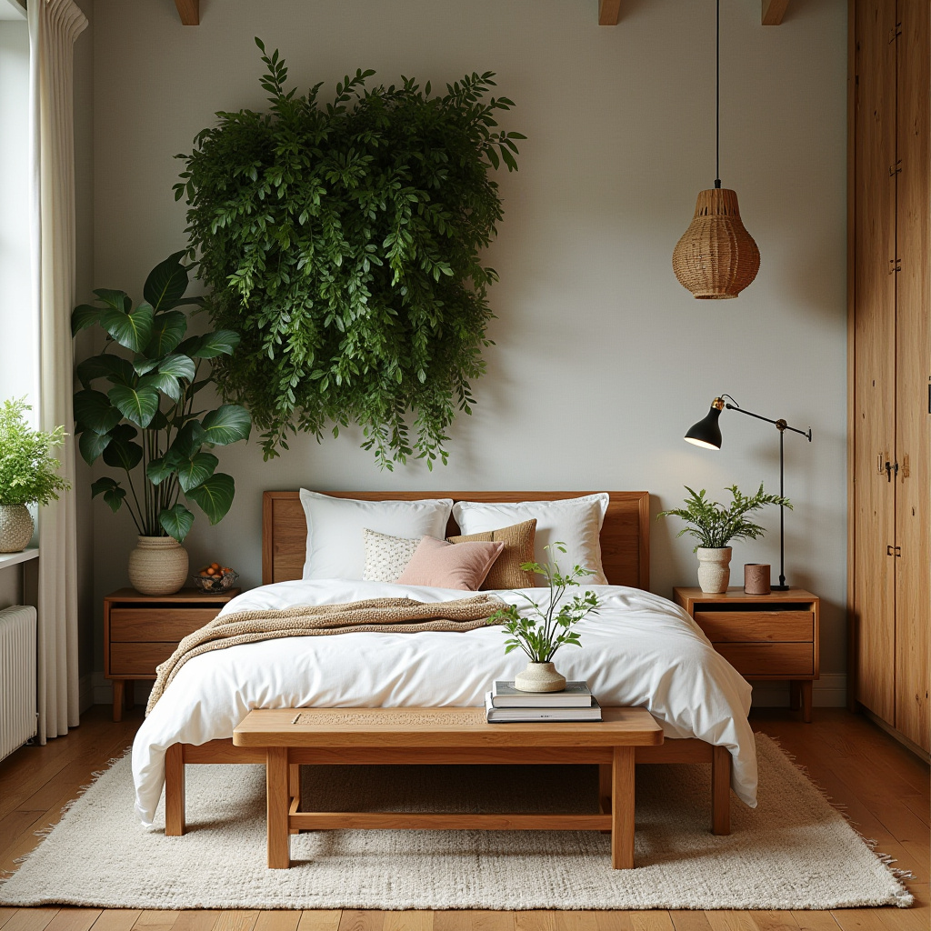 mid century modern boho bedroom 33