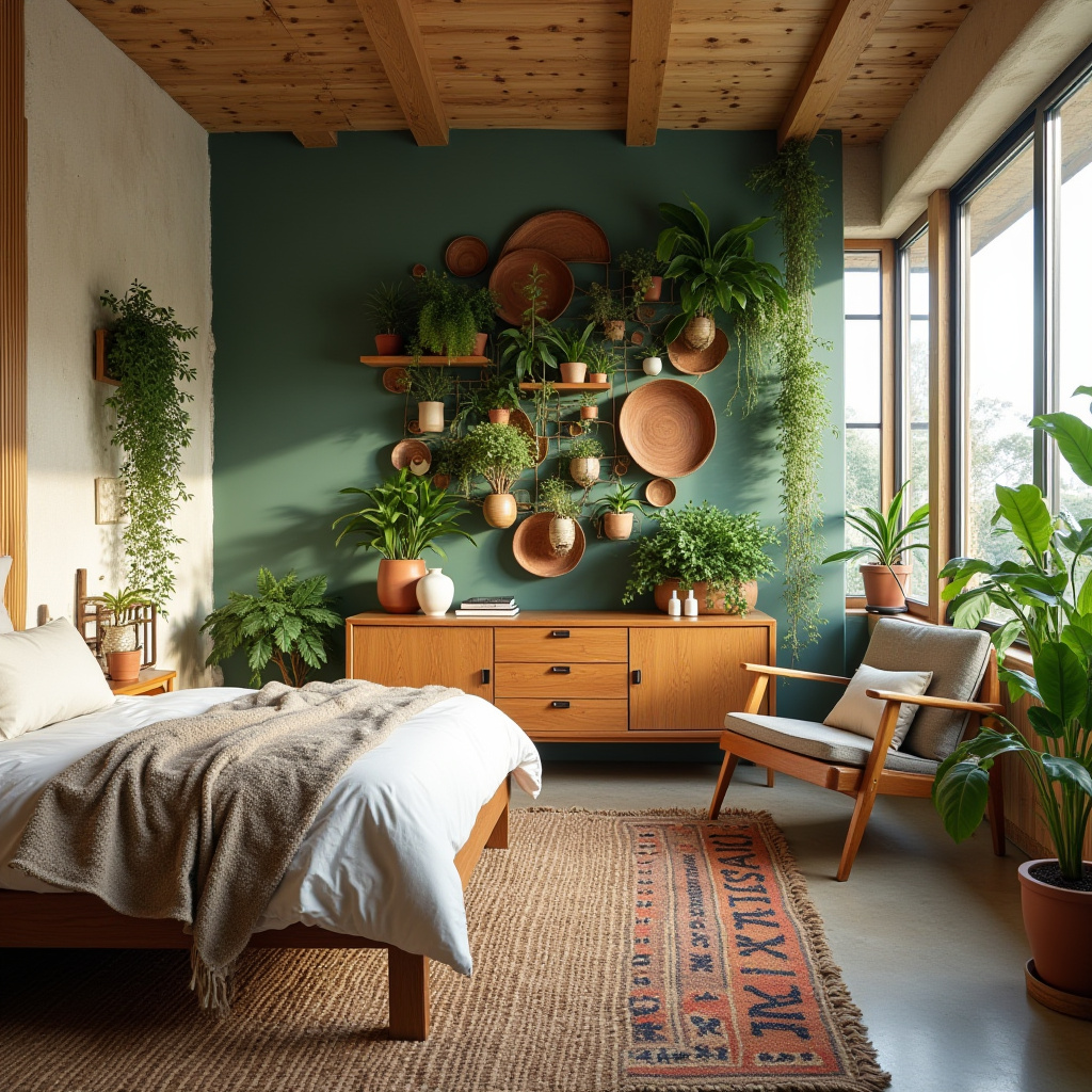 mid century modern boho bedroom 34