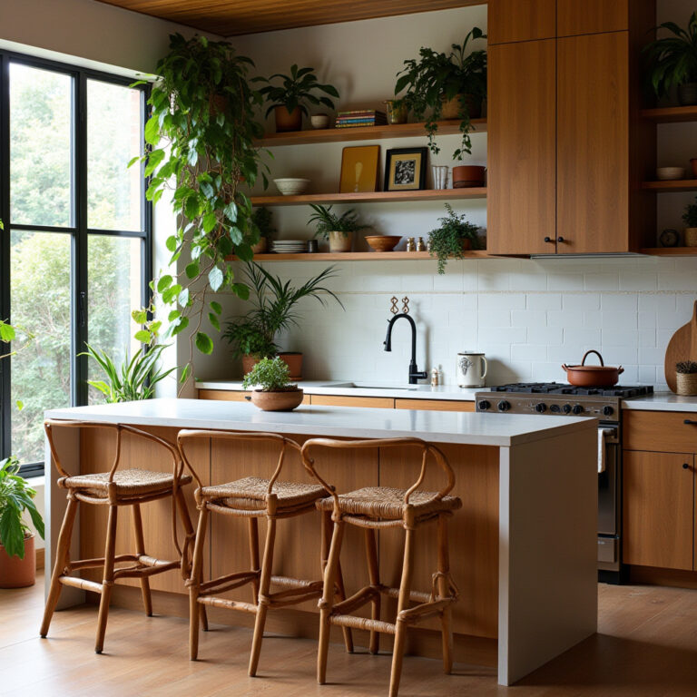 mid century modern boho kitchen 1