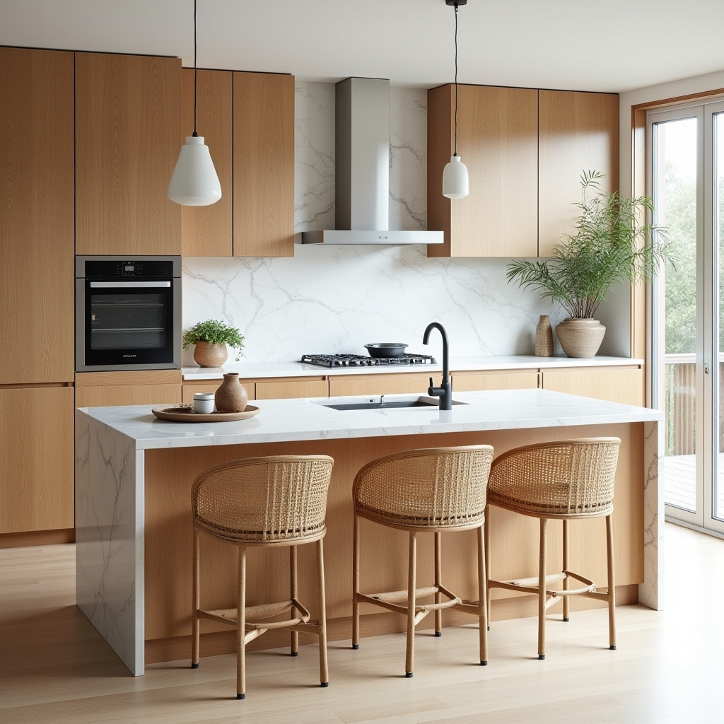mid century modern boho kitchen 11