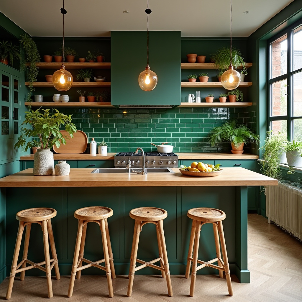 mid century modern boho kitchen 13