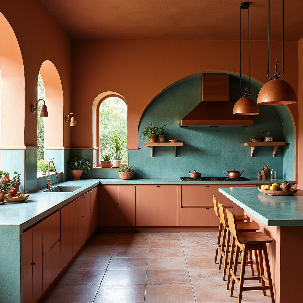 mid century modern boho kitchen 16