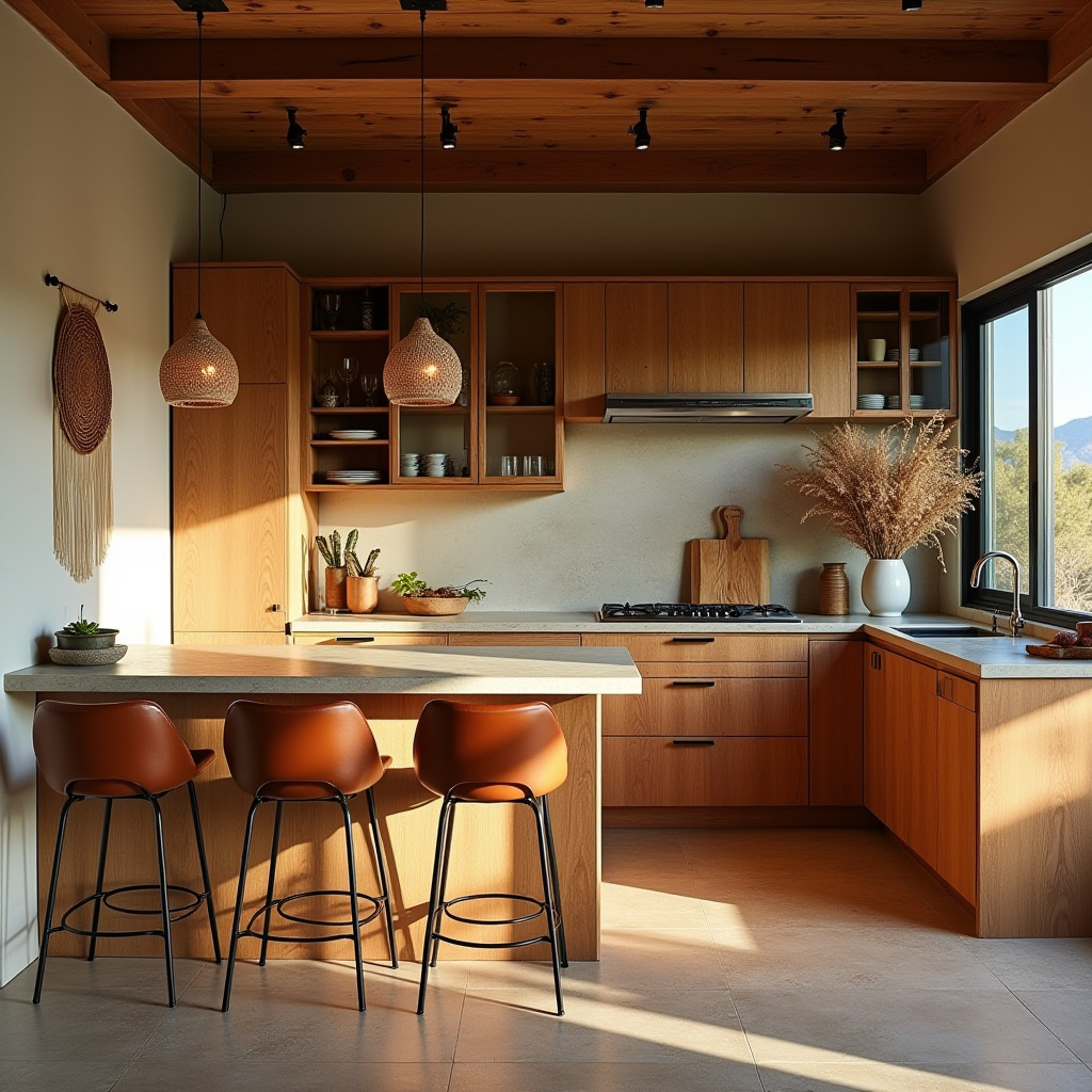 mid century modern boho kitchen 18