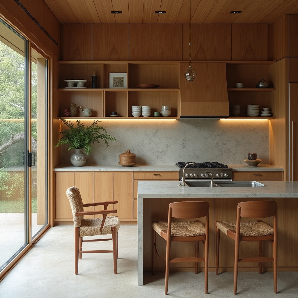 mid century modern boho kitchen 27