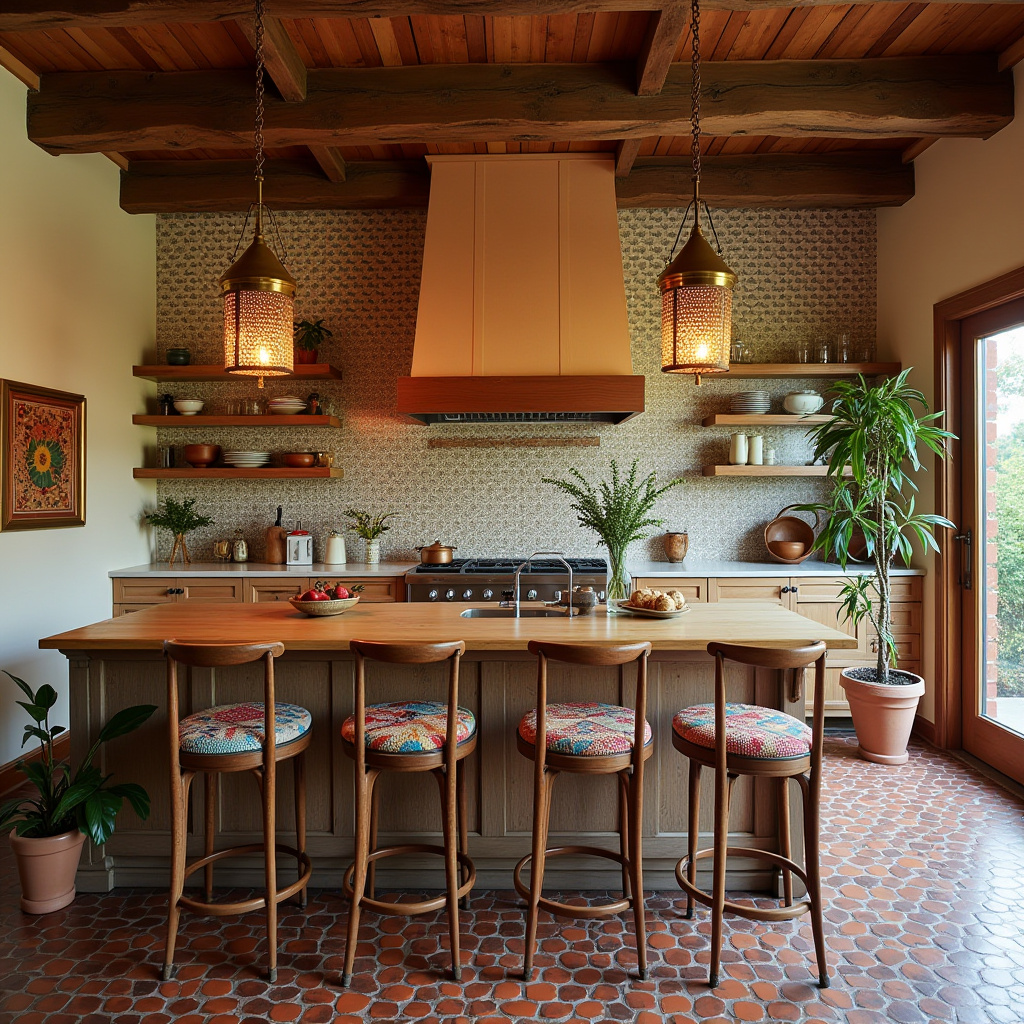 mid century modern boho kitchen 29