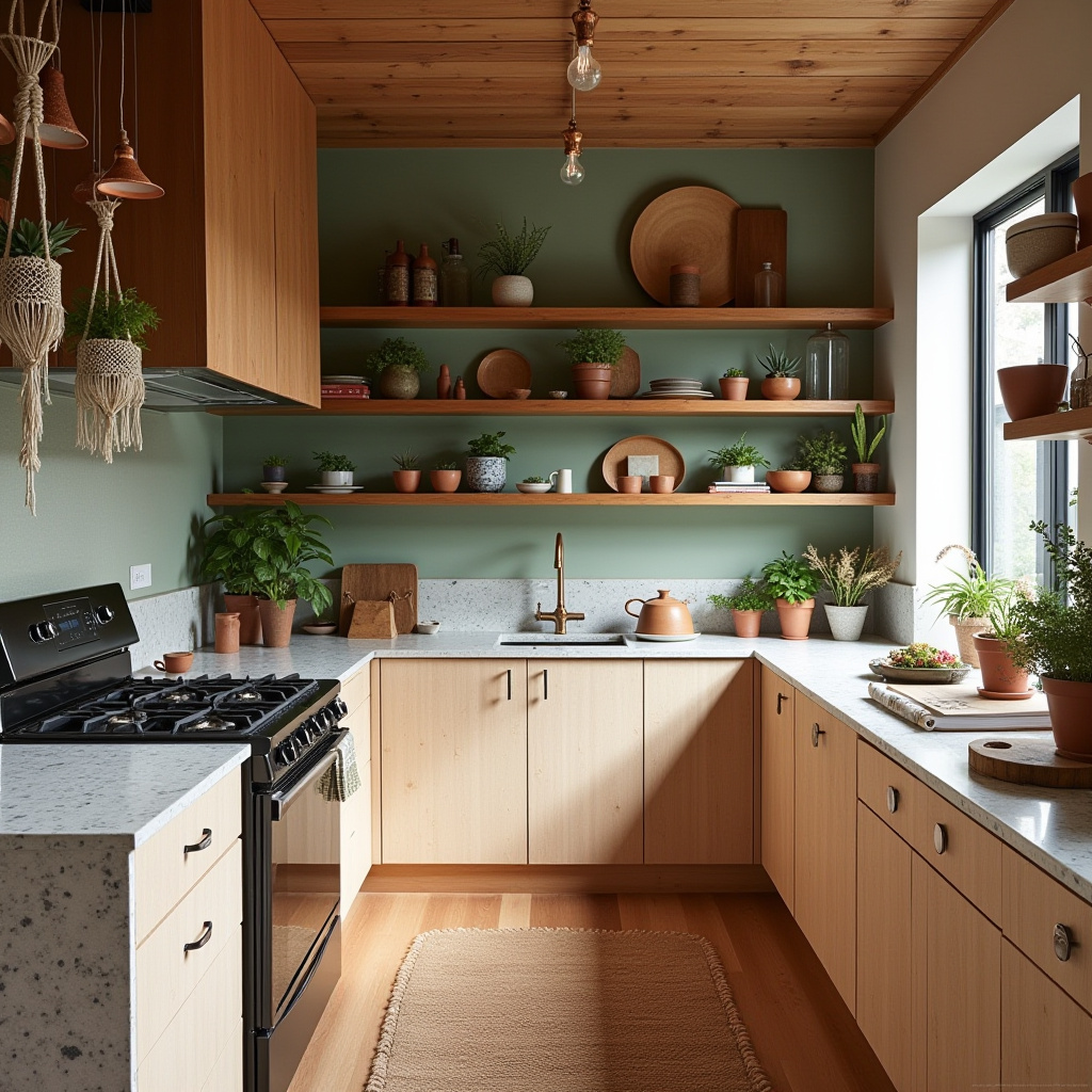 mid century modern boho kitchen 3
