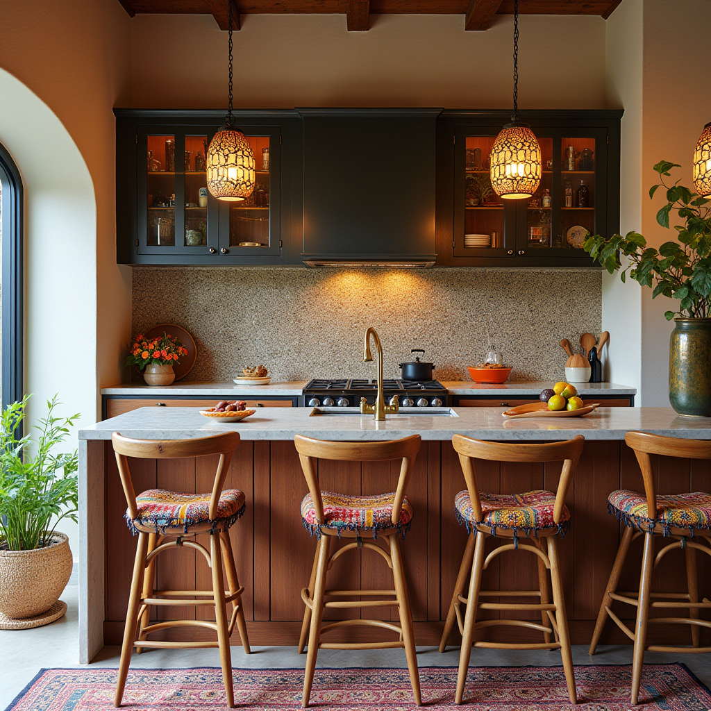 mid century modern boho kitchen 30