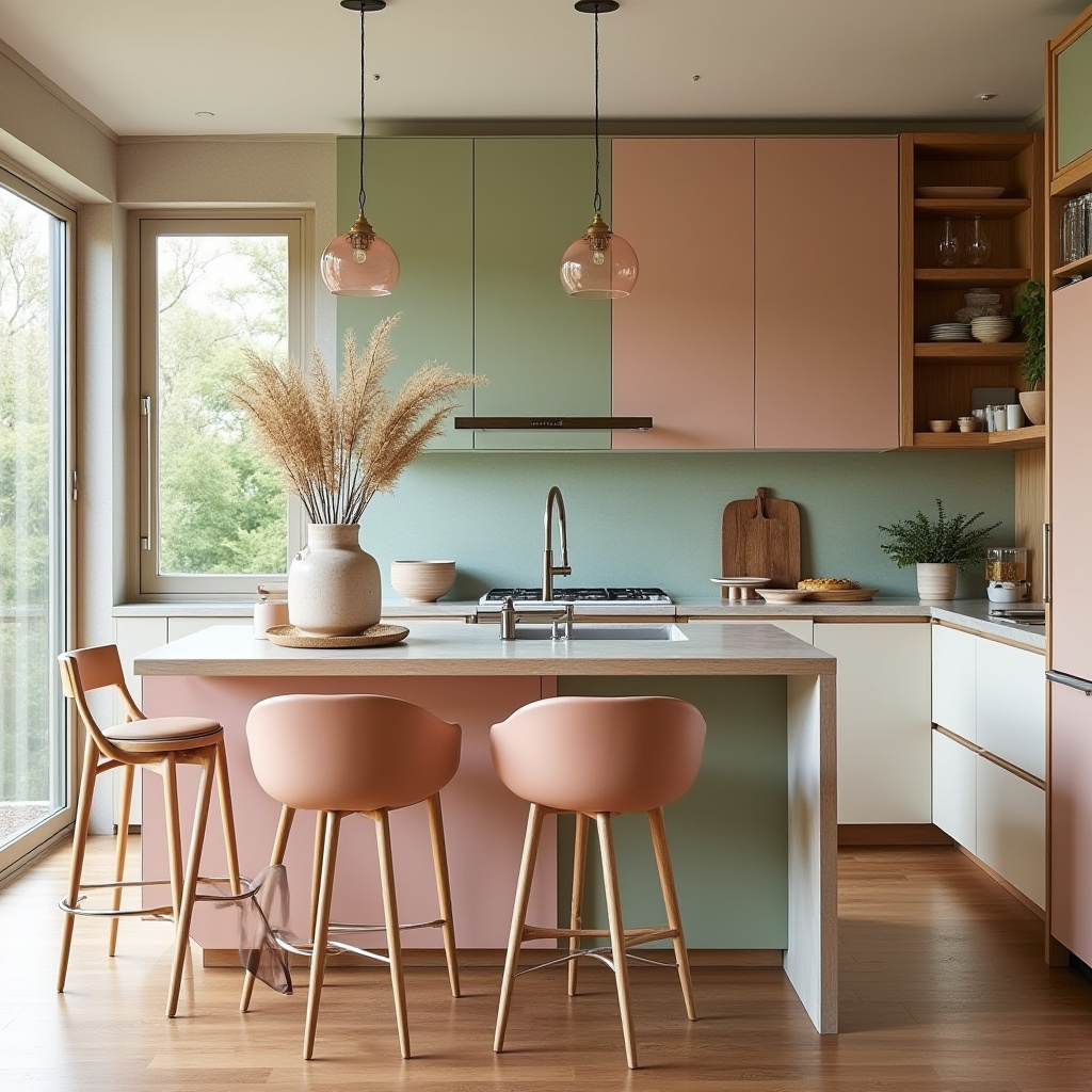 mid century modern boho kitchen 32