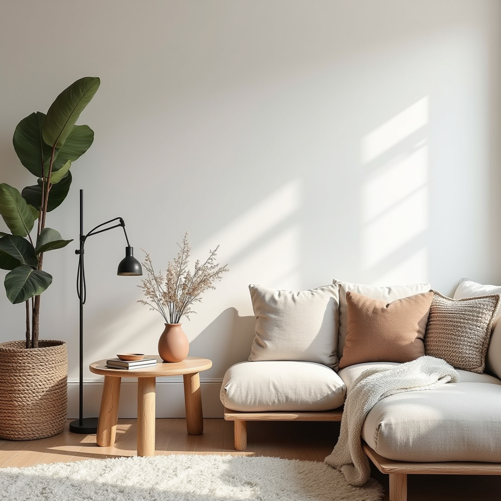minimalist boho living room 34