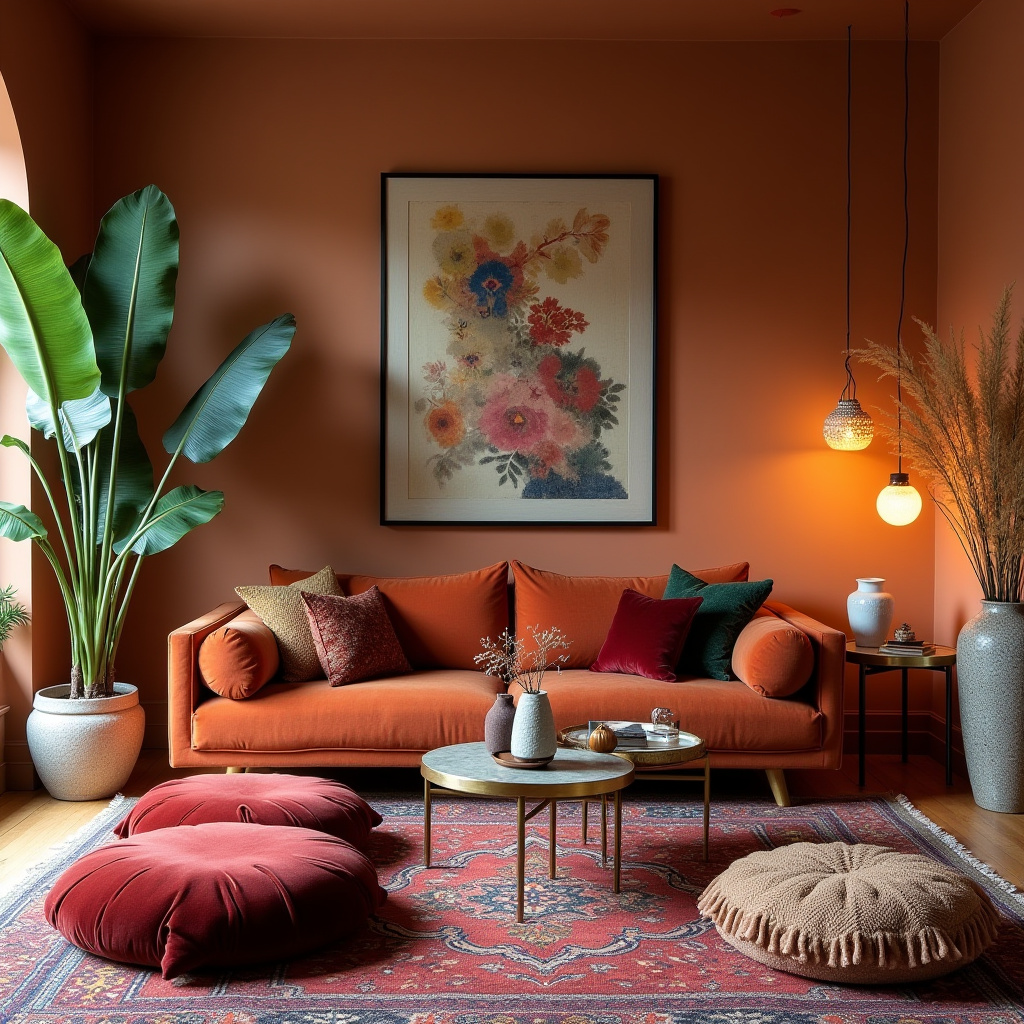 modern boho living room decor 23