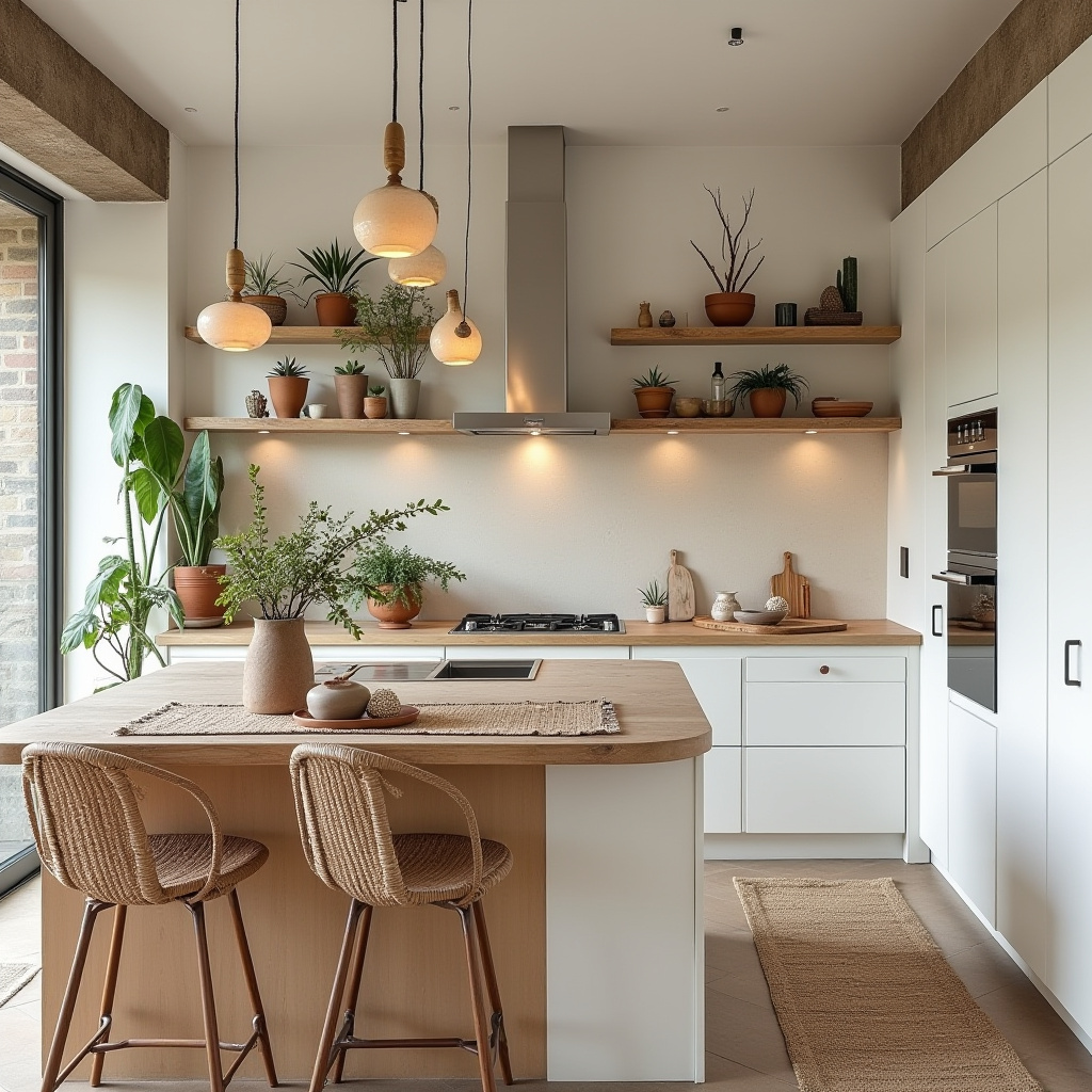 neutral boho kitchen 6