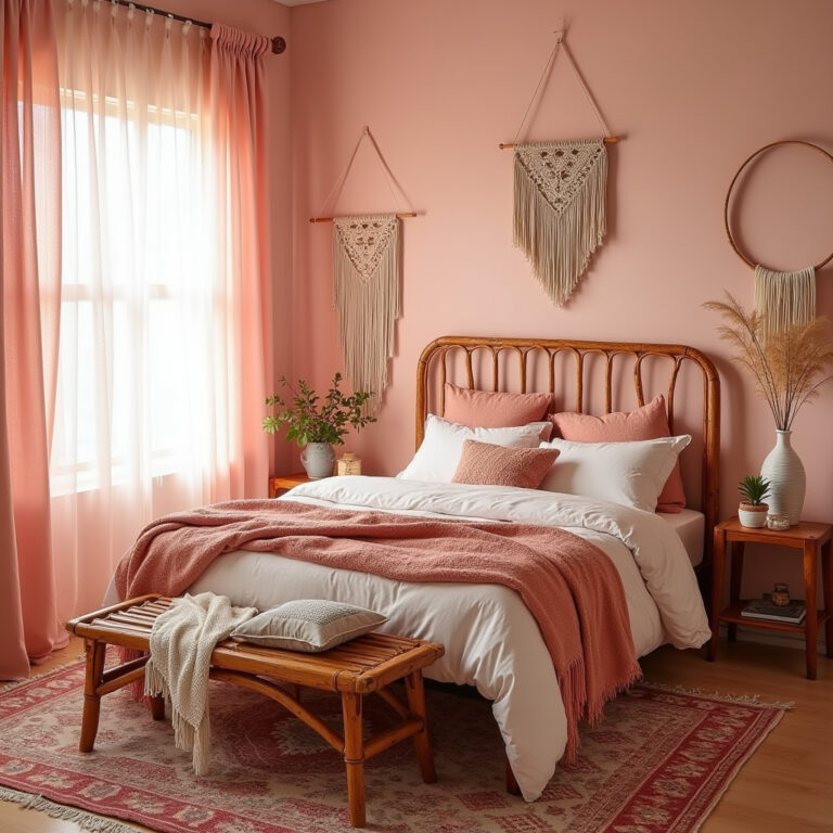 pink boho bedroom 1