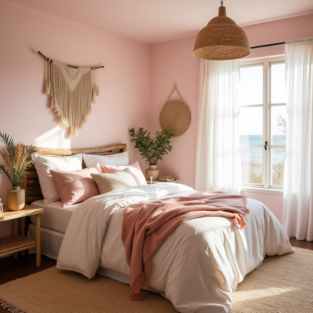 pink boho bedroom 12