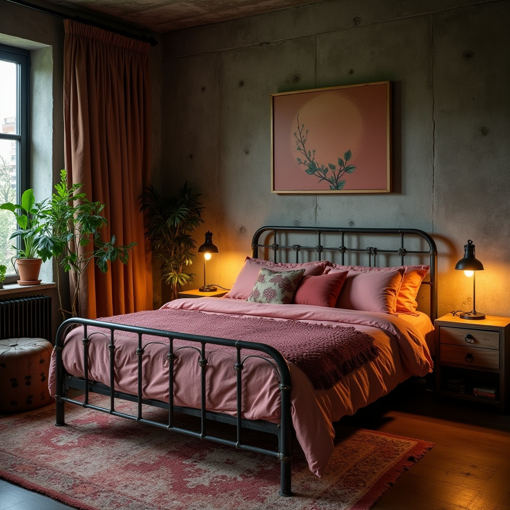 pink boho bedroom 13