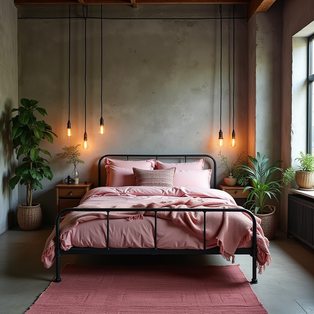 pink boho bedroom 14