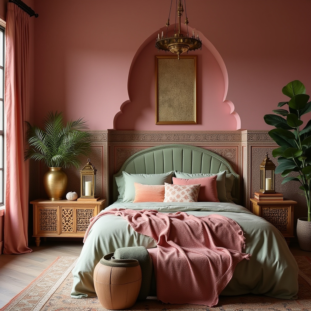 pink boho bedroom 15