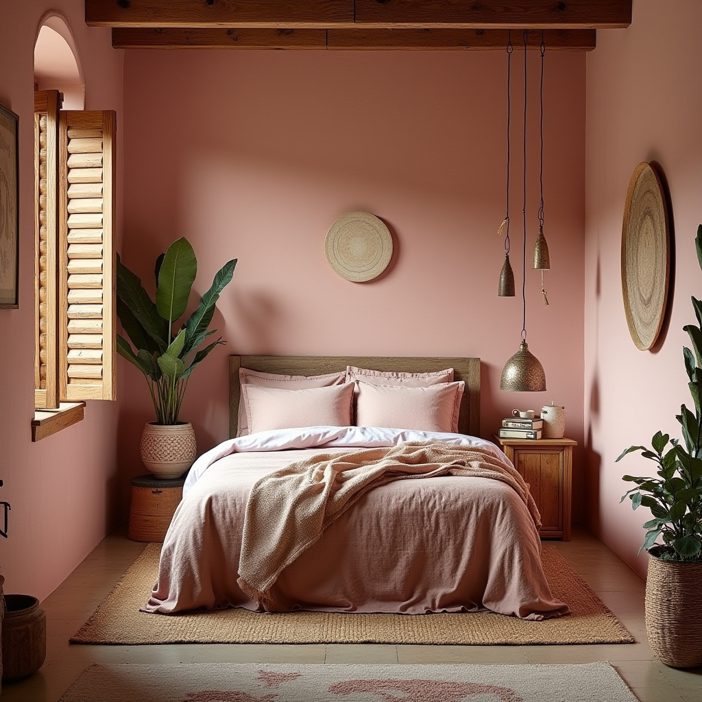 pink boho bedroom 26