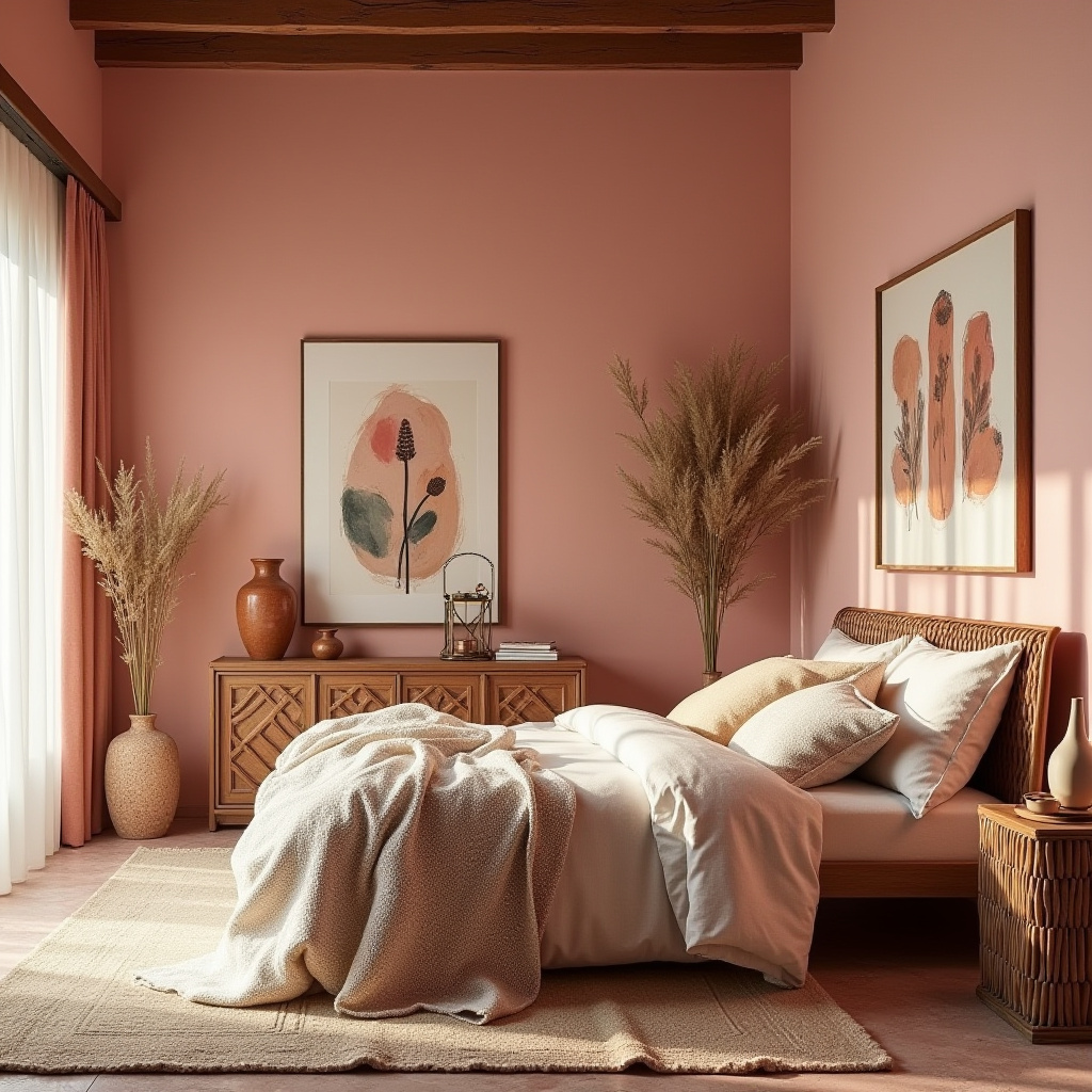pink boho bedroom 33