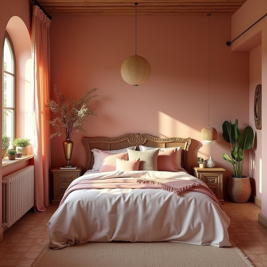pink boho bedroom 34
