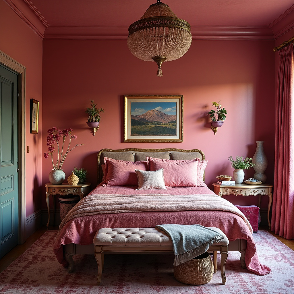 pink boho bedroom 39