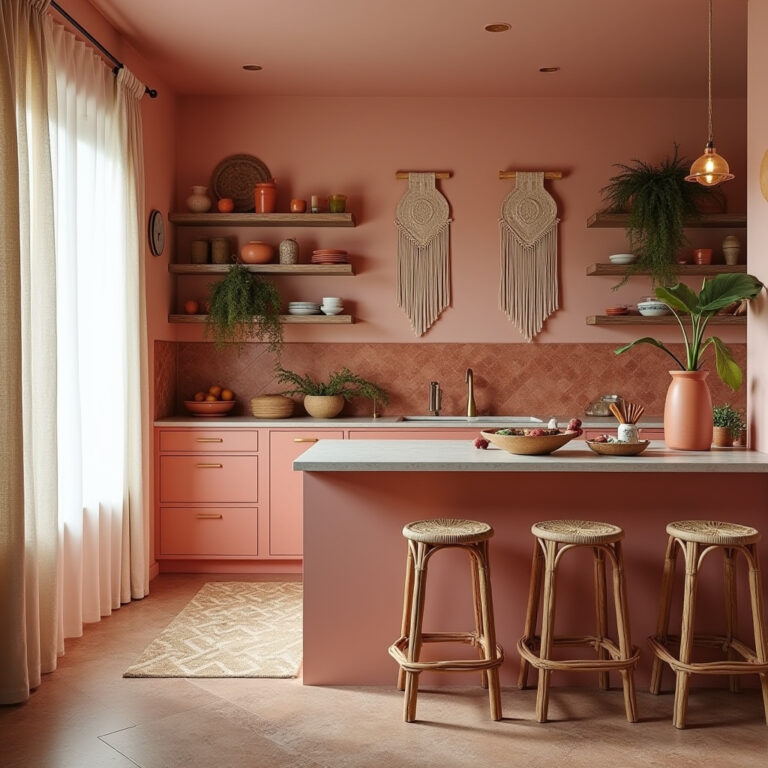 pink boho kitchen 1