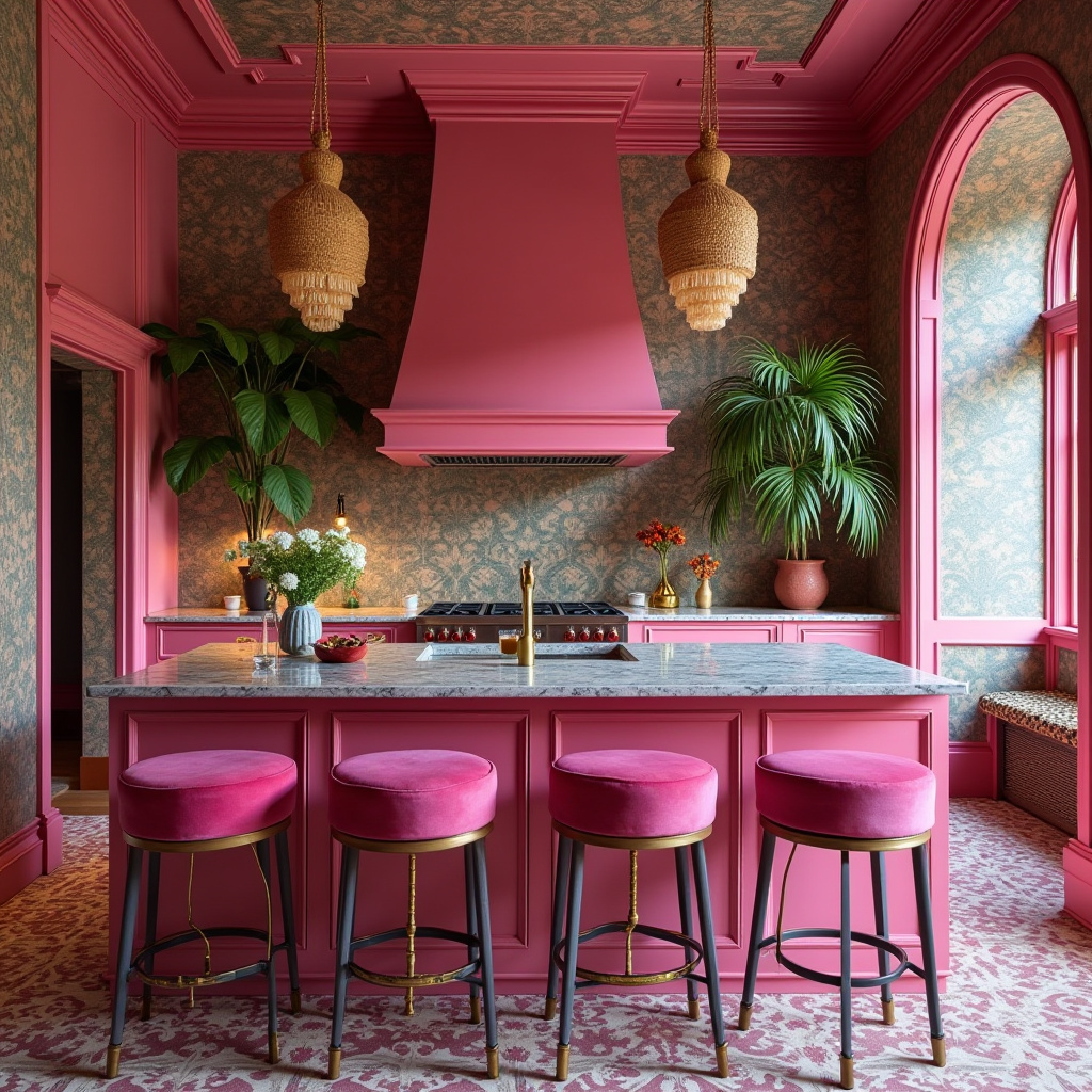 pink boho kitchen 10