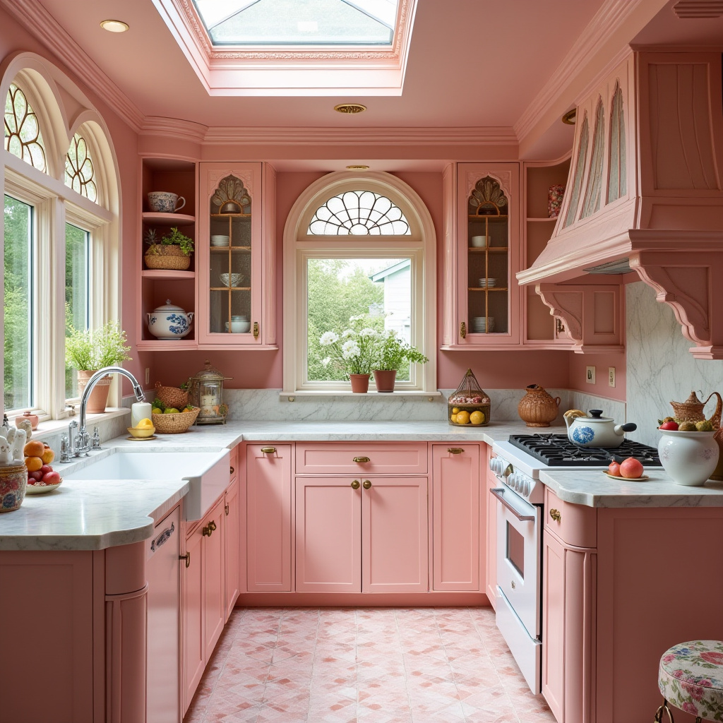 pink boho kitchen 11