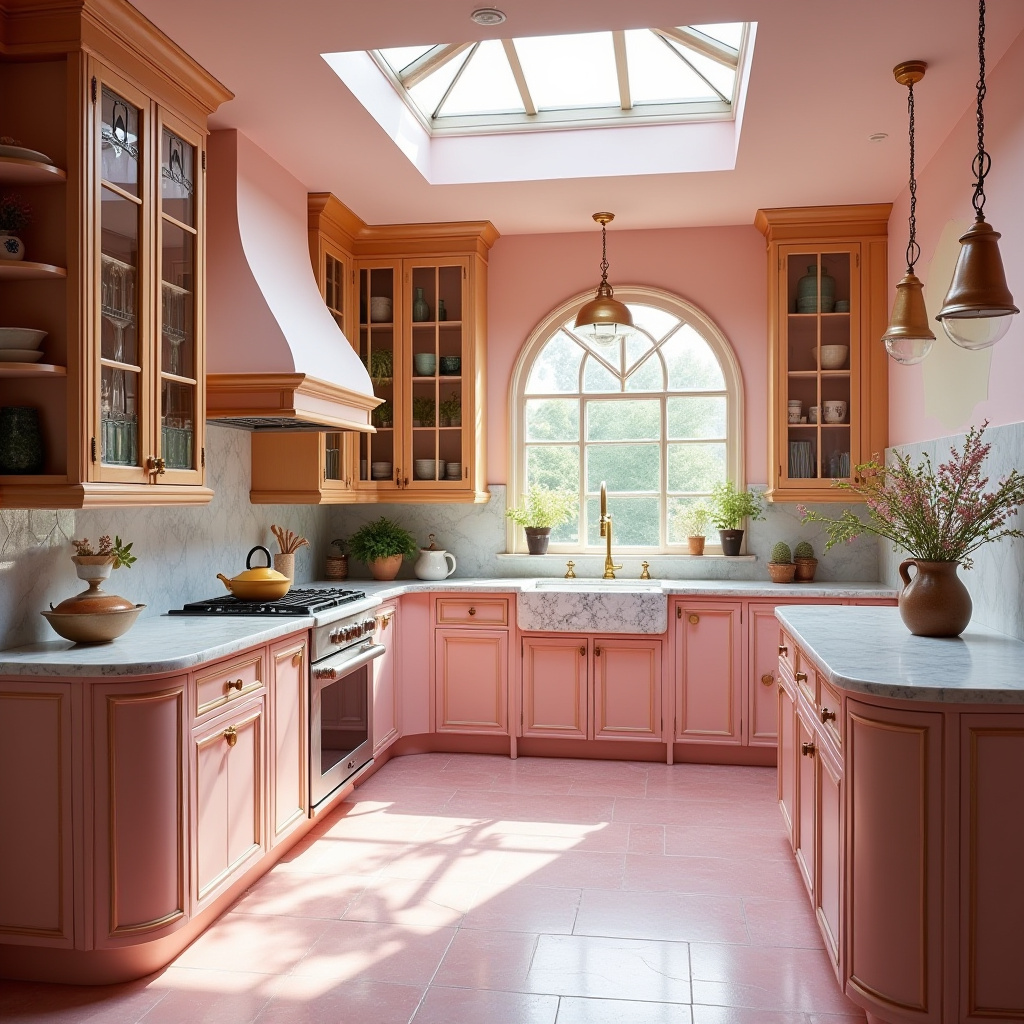 pink boho kitchen 12