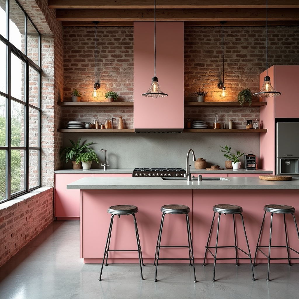 pink boho kitchen 15