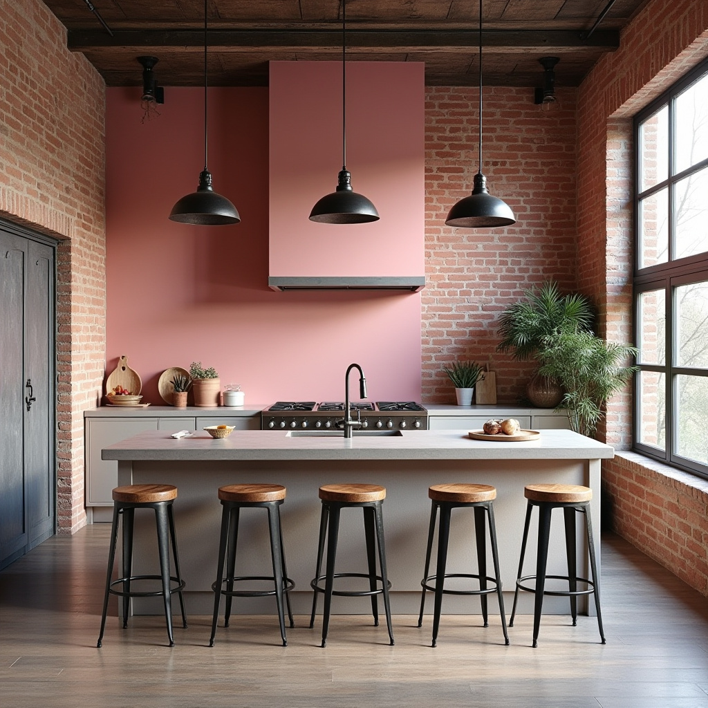 pink boho kitchen 16