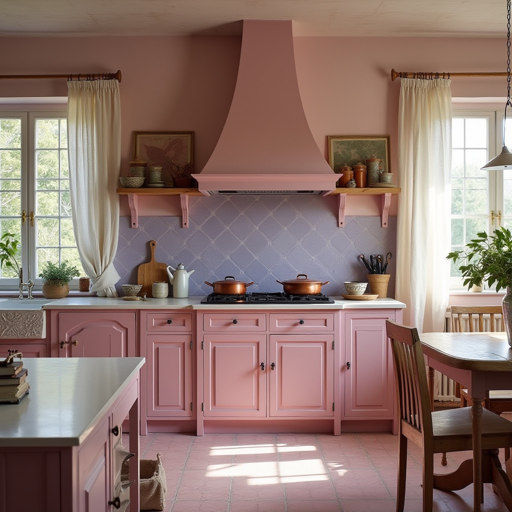 pink boho kitchen 18