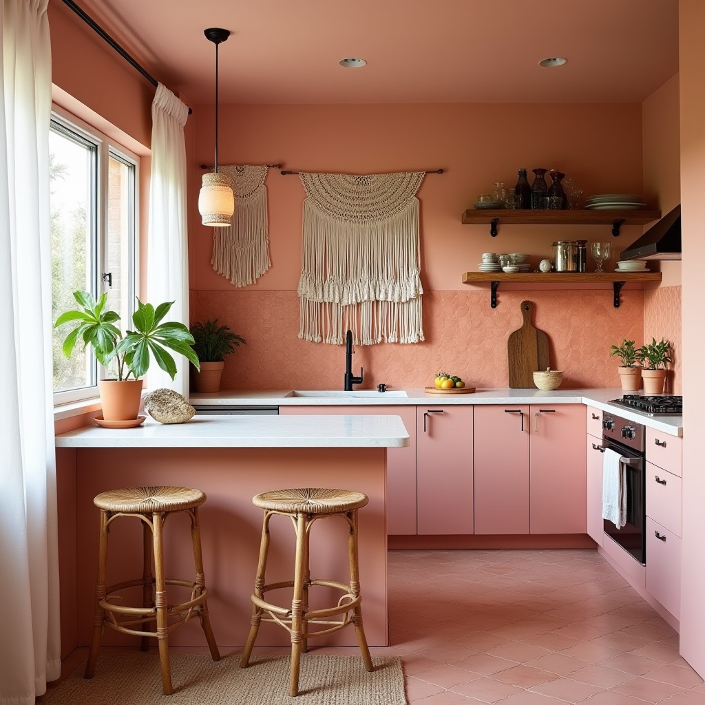 pink boho kitchen 2