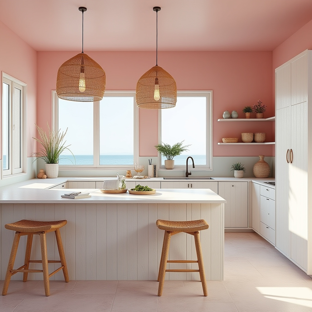 pink boho kitchen 20