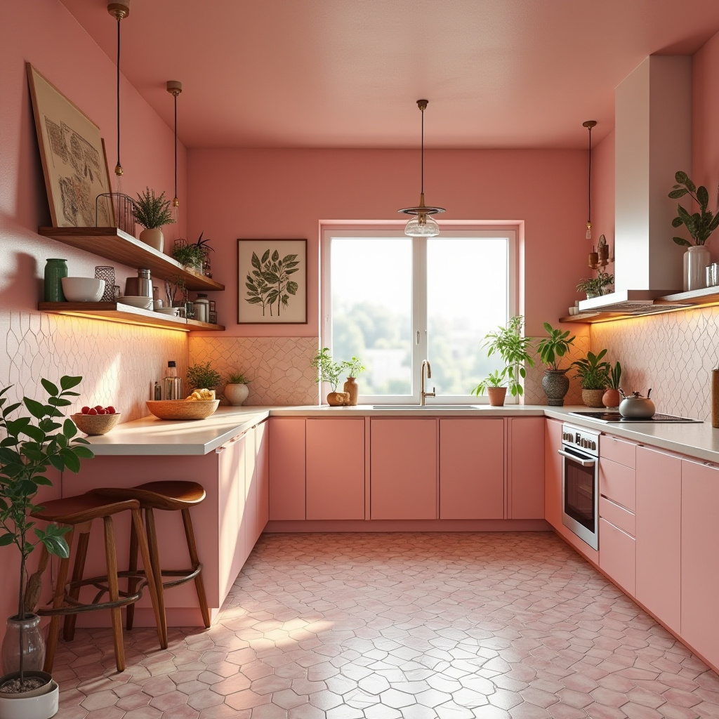 pink boho kitchen 21