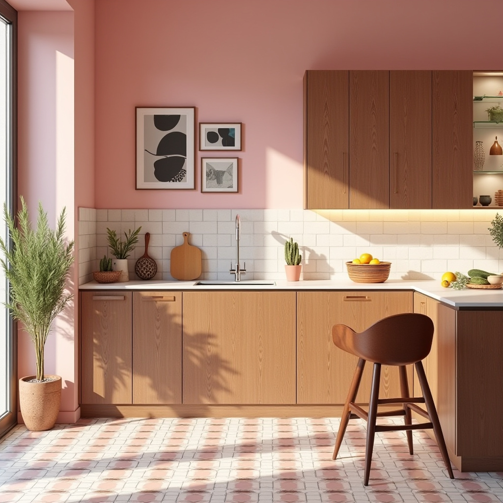 pink boho kitchen 22