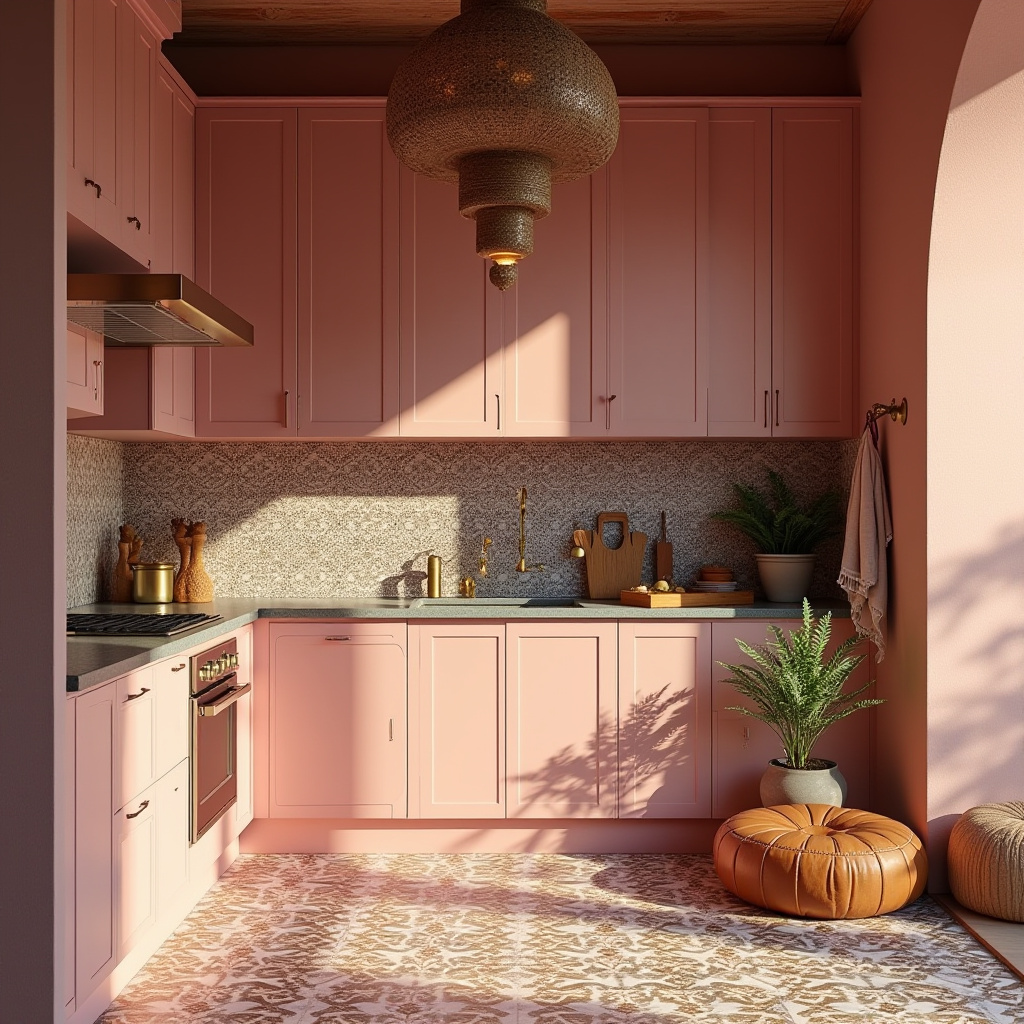 pink boho kitchen 24
