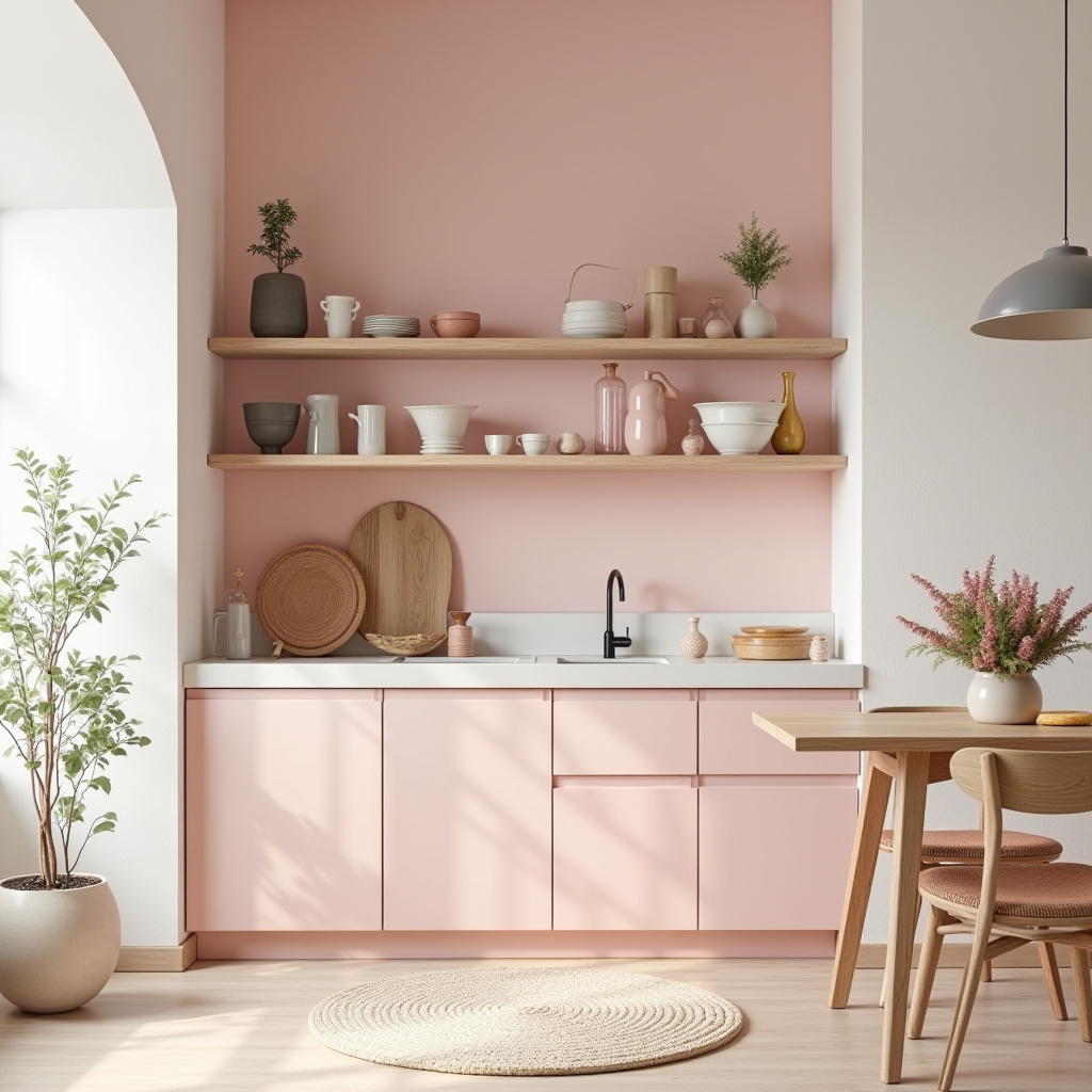 pink boho kitchen 25