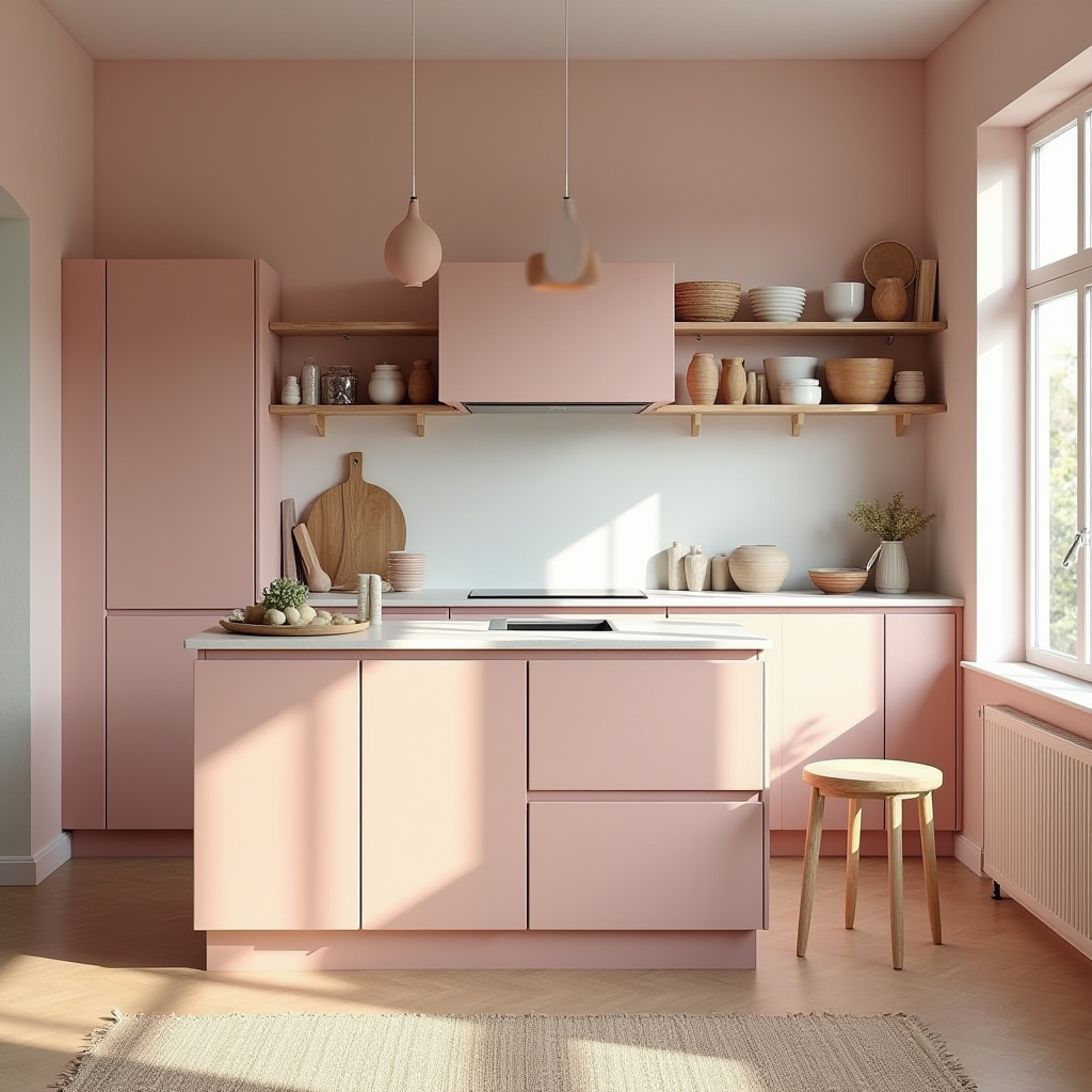 pink boho kitchen 26