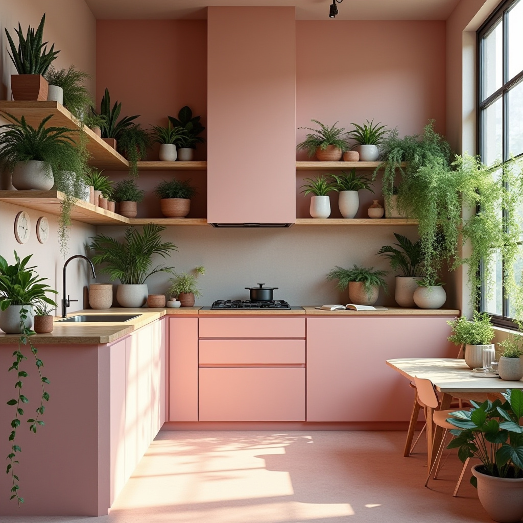pink boho kitchen 30
