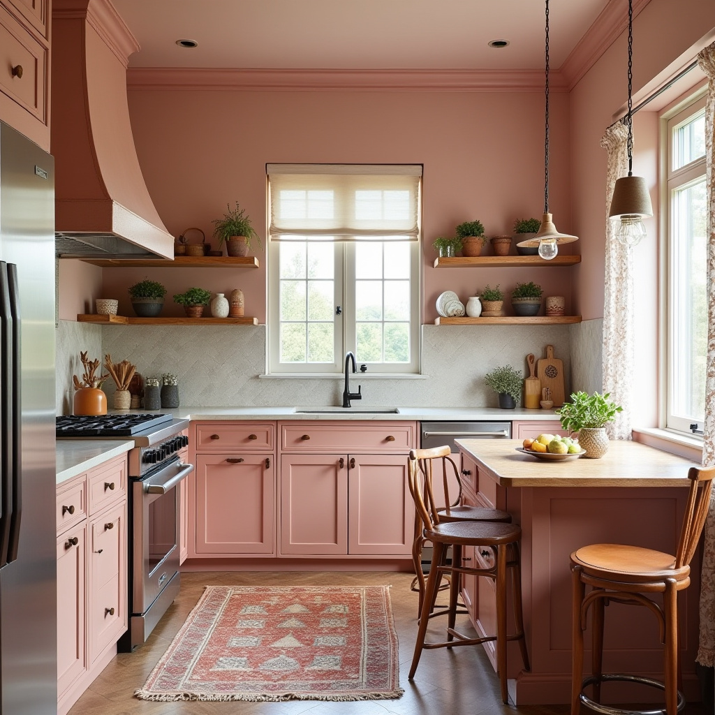pink boho kitchen 35