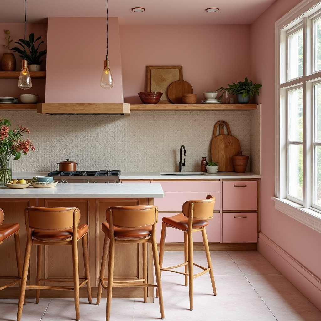 pink boho kitchen 36