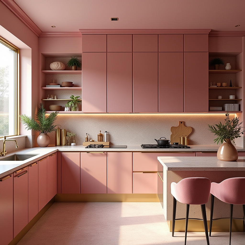 pink boho kitchen 40