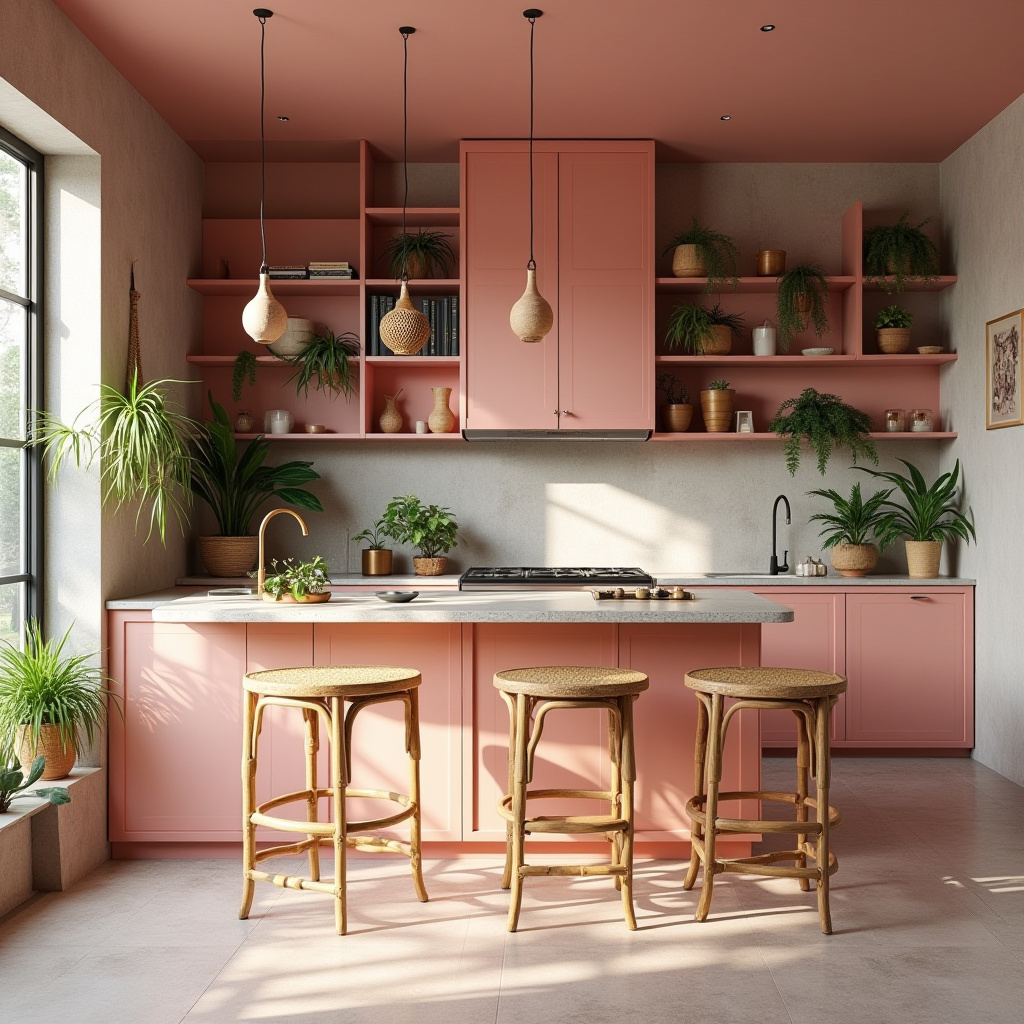 pink boho kitchen 5