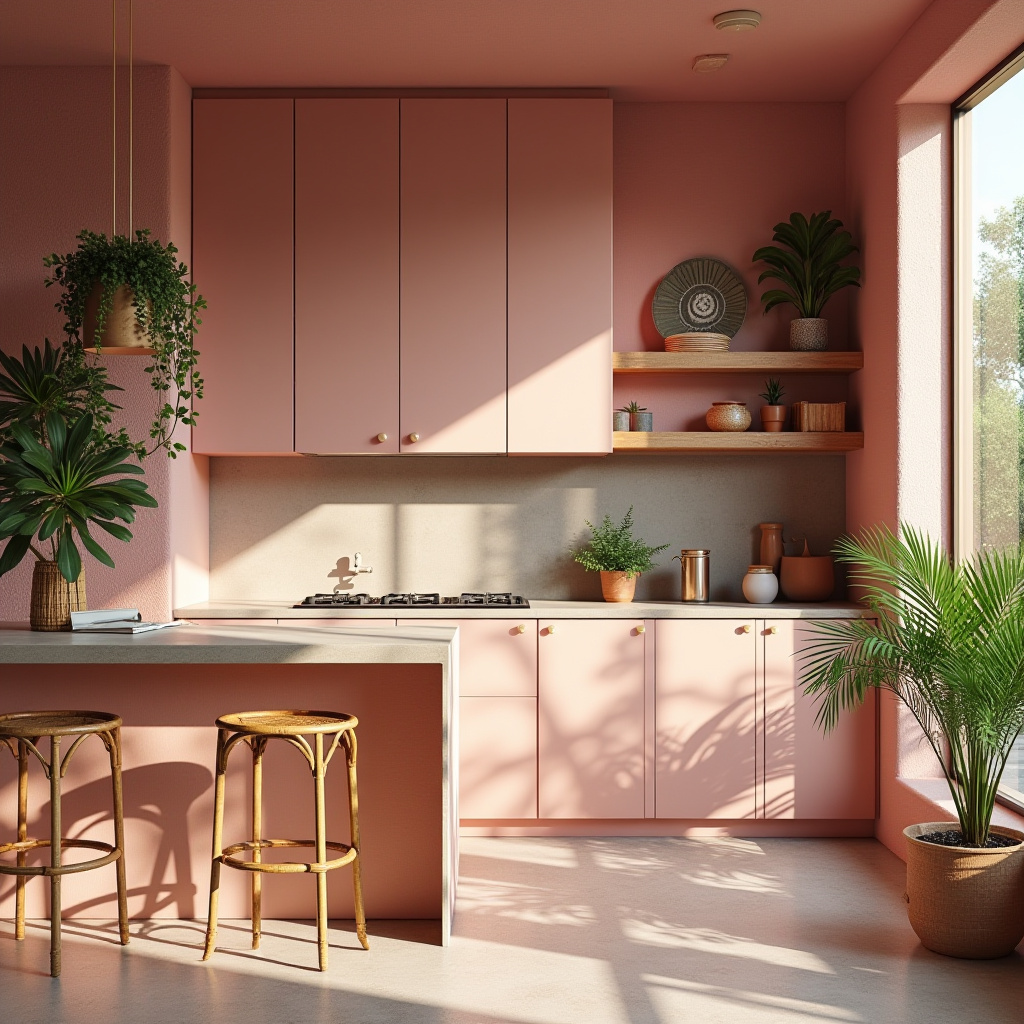pink boho kitchen 6