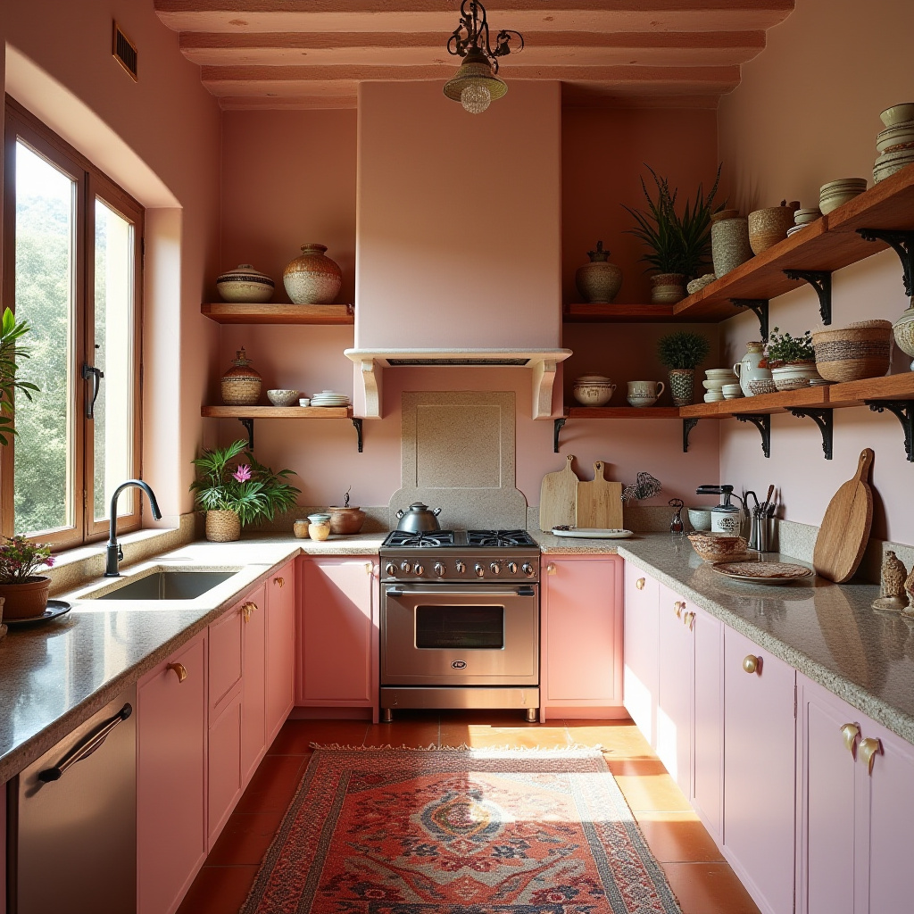 pink boho kitchen 7