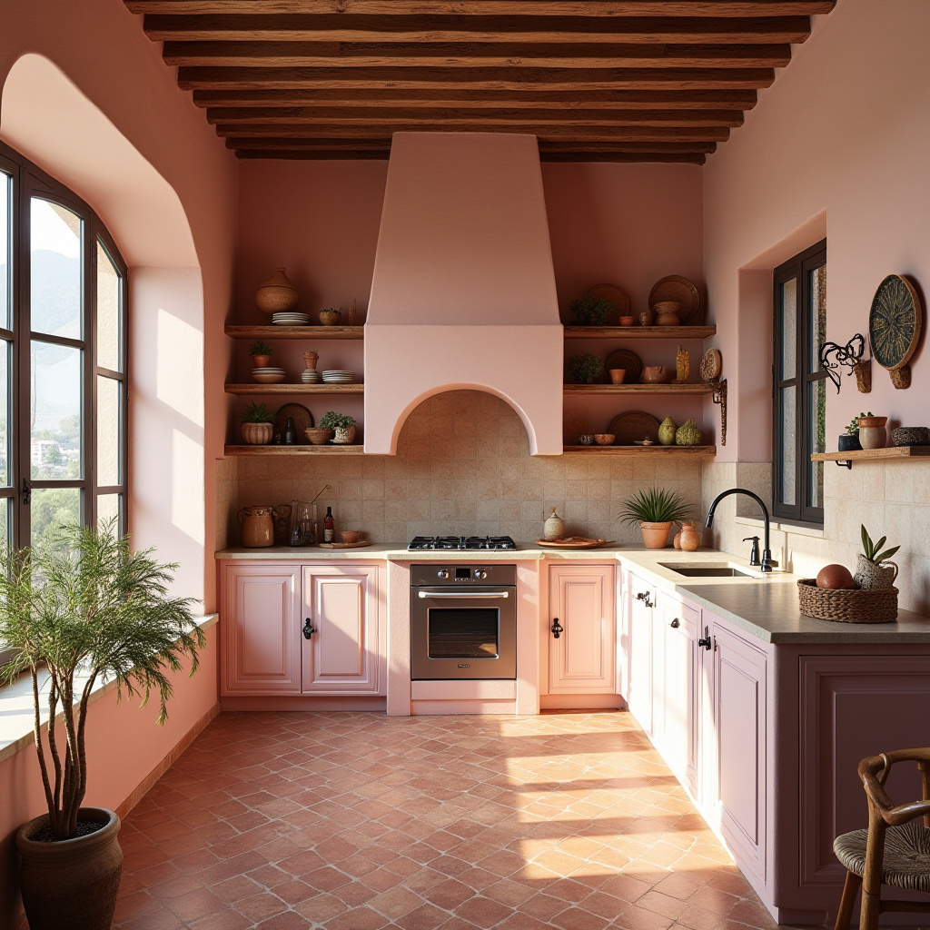 pink boho kitchen 8