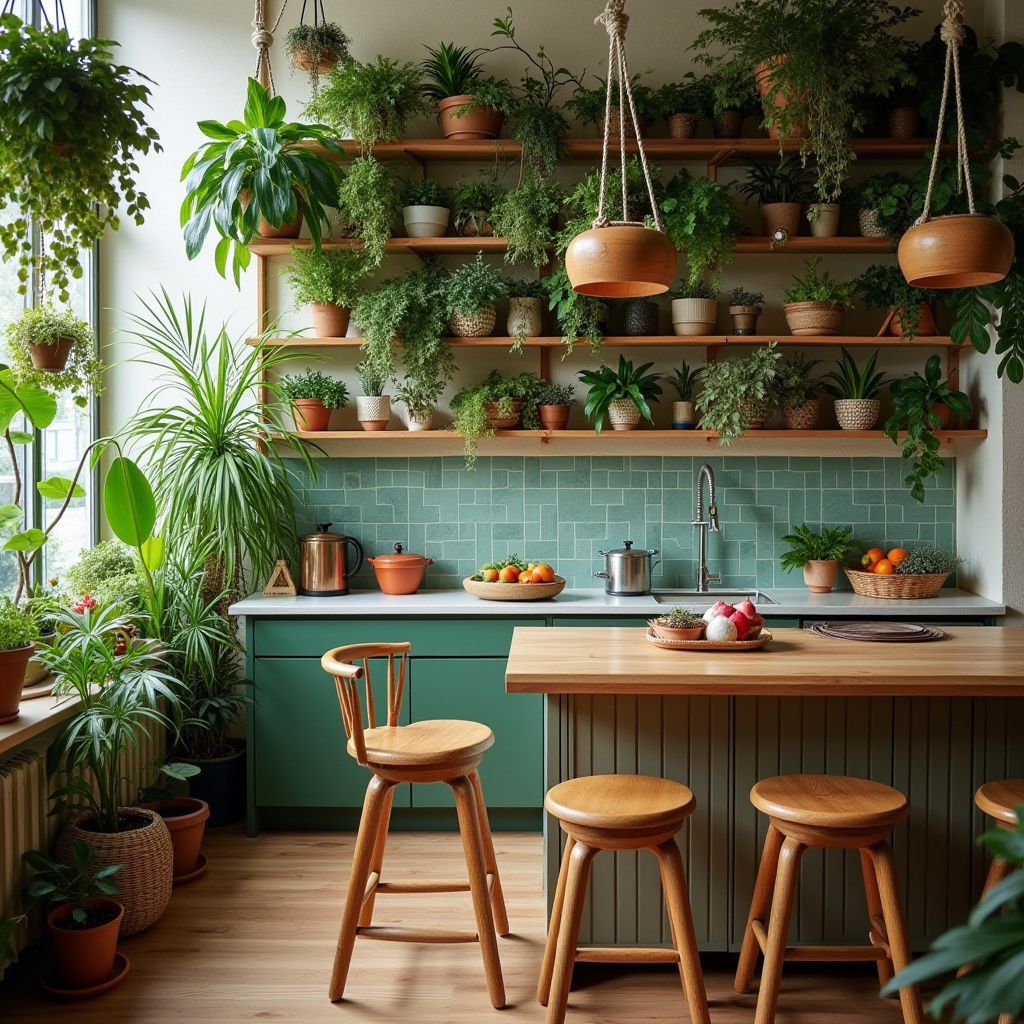 retro boho kitchen 37