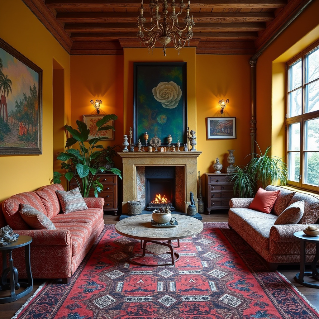 vintage boho living room 40
